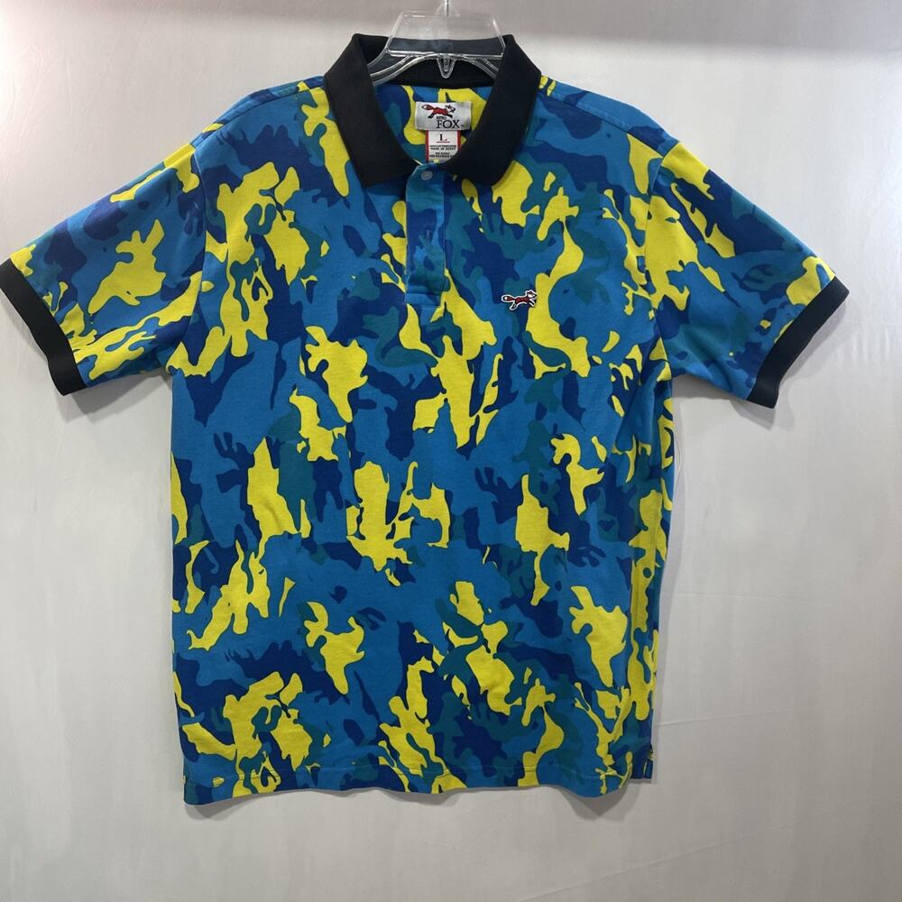 Retro Fox Men's Polo Shirt L Bright Camo Cotton